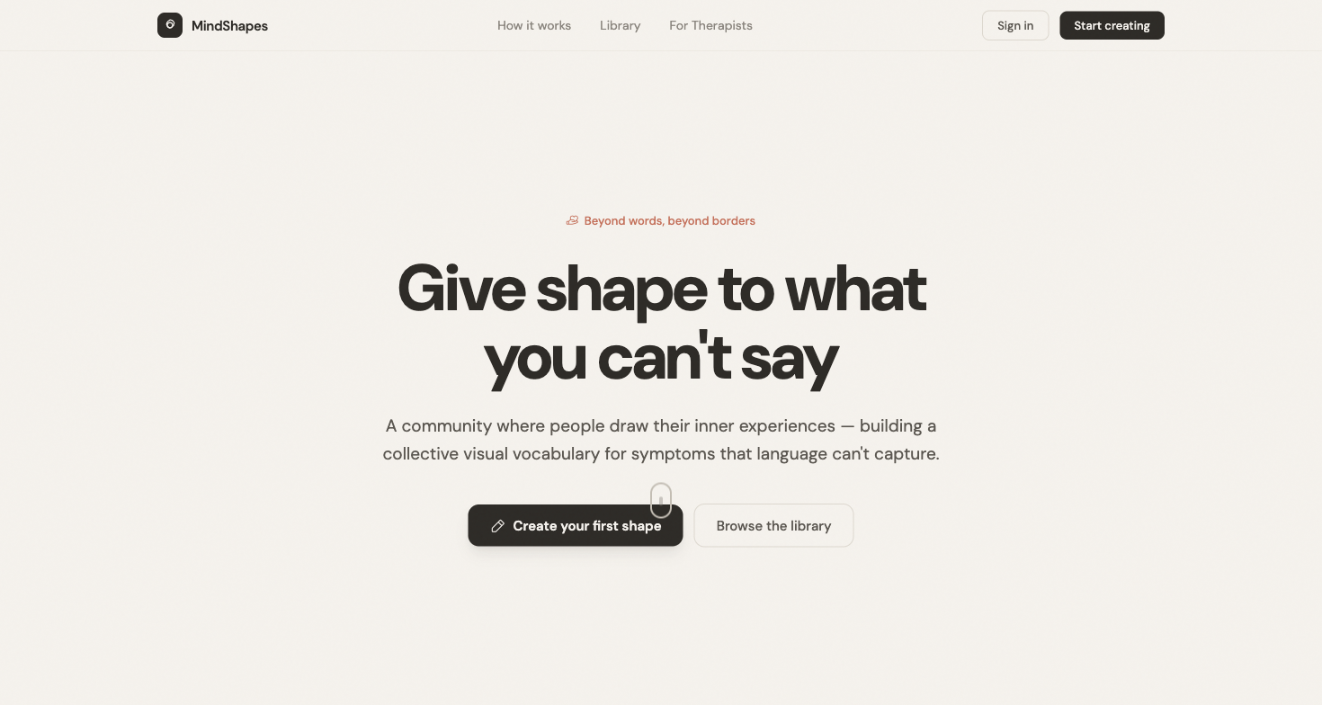 MindShapes landing page