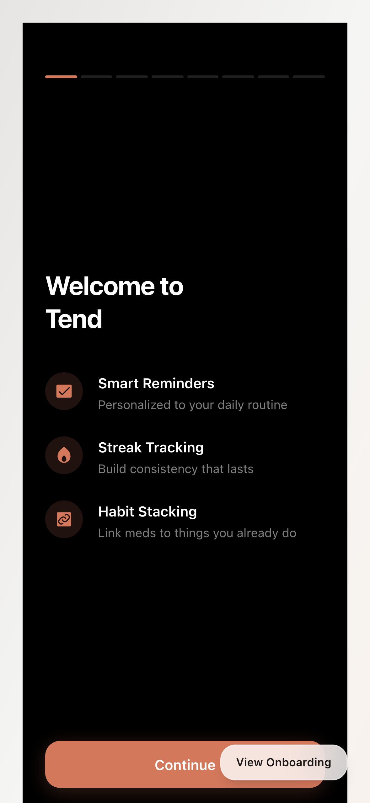 How warm can a medication app get before it stops being credible?, Built. Warm onboarding